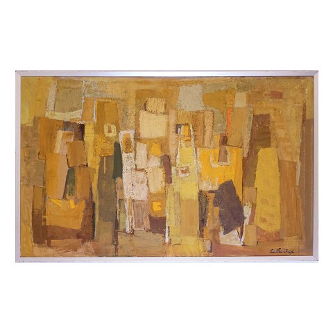 Svend Saabye, 1913-2004, olie på lærred. Stort 
abstrakt motiv. Signeret. Lysmål: 75x119cm. Med 
ramme: 79,5x123,5cm