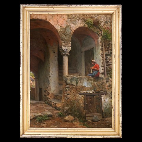 Peder Mønsted, 1859-1941, Öl auf Leinen. Motiv aus 
Ravello in Italien. Signiert und datiert 1927. 
Lichtmasse: 99x69cm. Mit Rahmen: 114x86cm