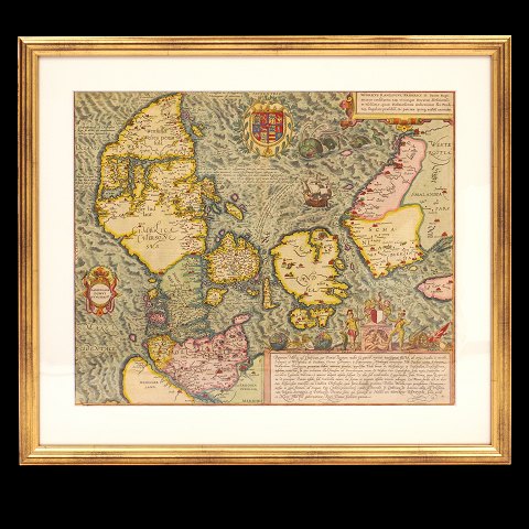 Karte über Dänemark bestellt von Graf Heinrich 
Rantzau und herausgegeben 1588. Masse mit Rahmen: 
52x59cm