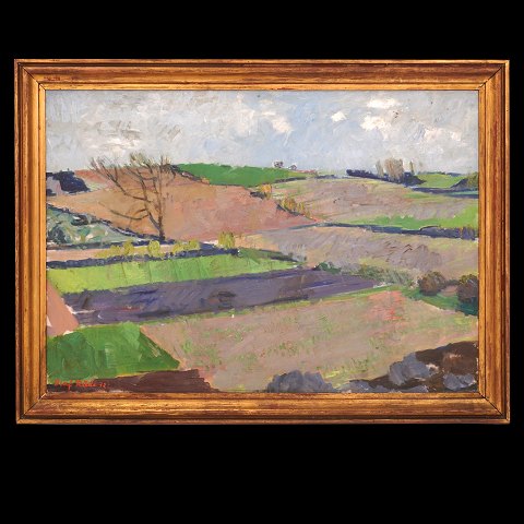 Olaf Rude, 1886-1957, oil on canvas. Landscape 
with fields, Denmark. Signed and dated 1931. 
Visible size: 80x115cm. with frame: 96x131cm