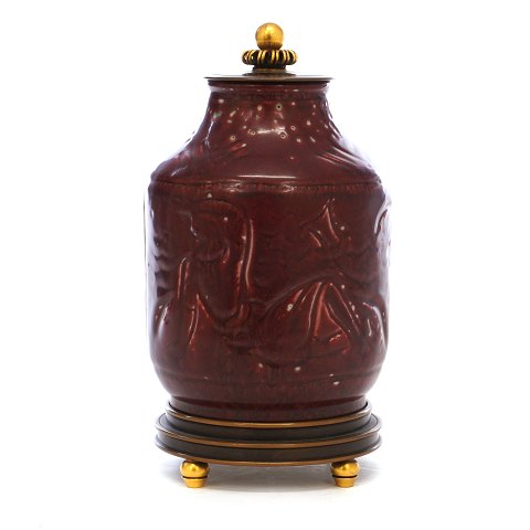 Jais Nielsen, 1885-1961, for Royal Copenhagen: A 
lidded jar, Signed. #2370. H: 20cm