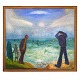 Jens Søndergaard, 1895-1957, "Sturm über See", Öl auf Leinen. Signiert und datiert 1947. Lichtmasse: 128x147cm. Mit Rahmen: 137x156cm