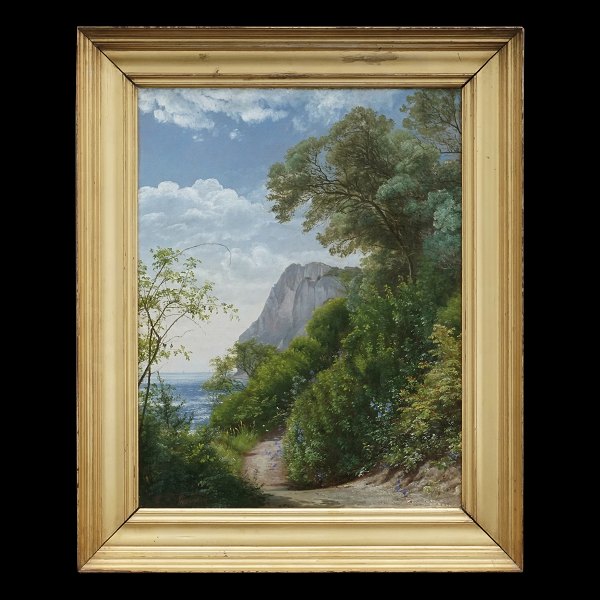 C. F. Aagaard maleri. Carl Frederik Aagaard, 1833-95, olie på lærred. Parti fra 
Møns Klint. Signeret. Lysmål: 51x39cm. Med ramme: 65x53cm