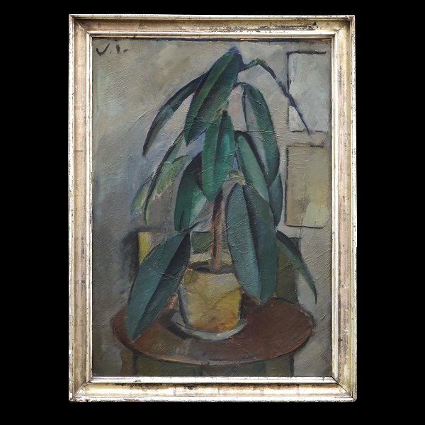Victor Isbrand, 1897-1988, oil on canvas. Cubism composition. Signed. Exhibited 1917 and depicted. Visible size: 69x48cm. With frame: 78x57cm